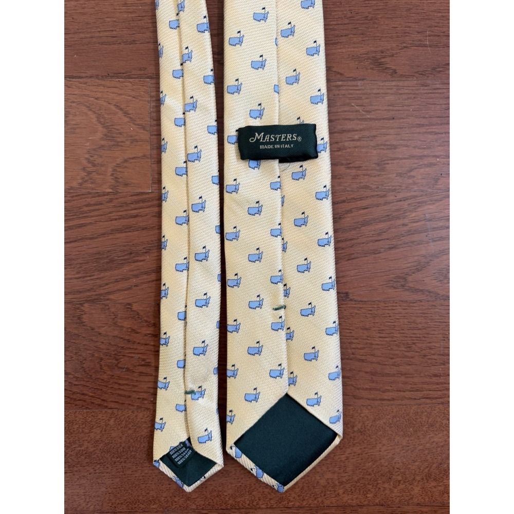 Masters National Golf Silk Necktie Tie Yellow - Made in Italy